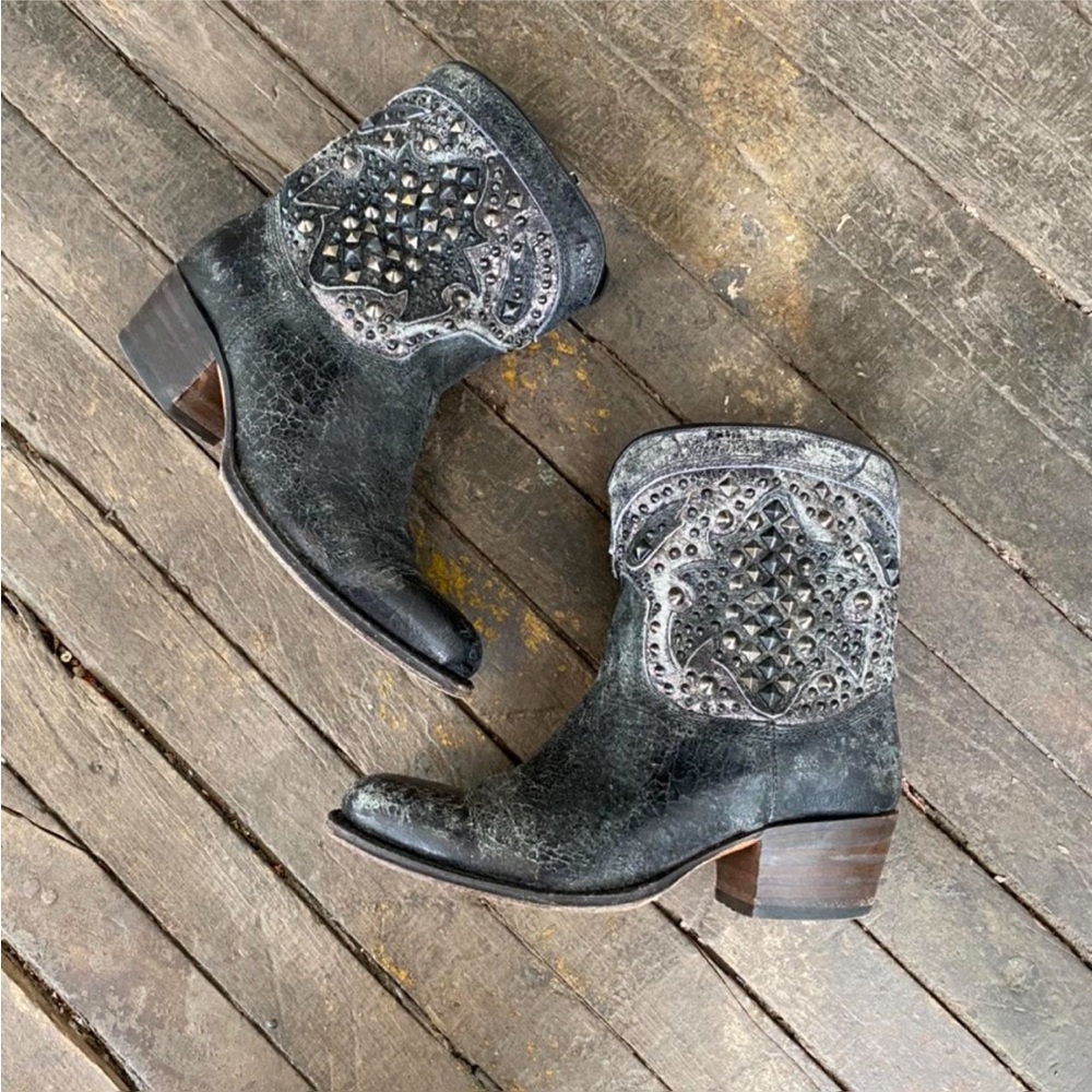 Frye Black Leather Ankle Boots